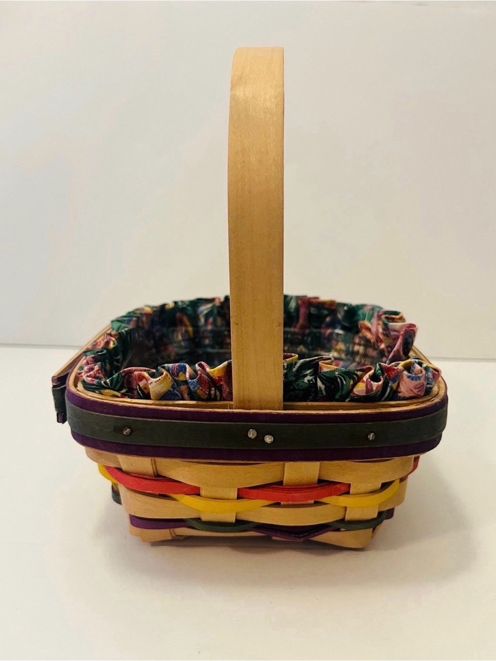 Longaberger Small Square Easter Basket with Easter Egg Liner Insert Vintage 1998 - Picture 3 of 12